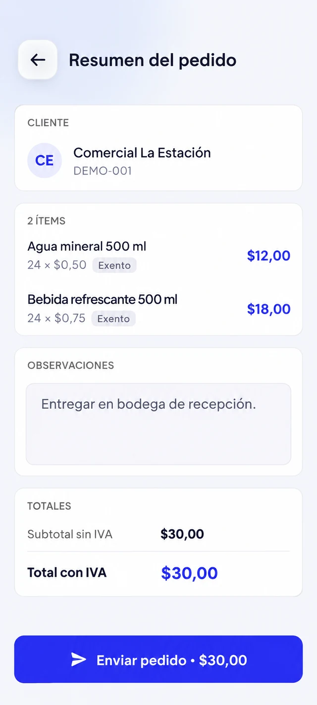 GeminiApp: pedido con datos adaptados para demostración
